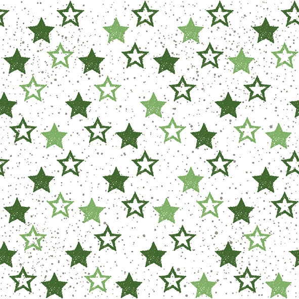 Napkins 33x33 cm - Stars All Over Green 
