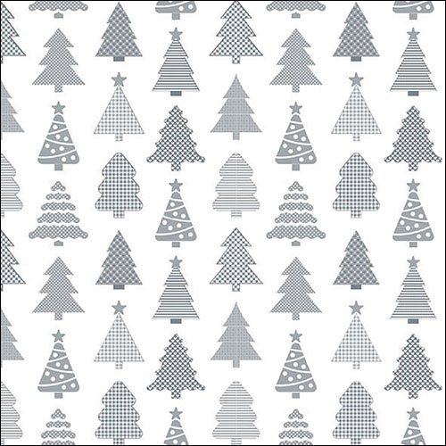 Napkins 33x33 cm - Small Trees Silver, Christmas tree Napkins 33x33 cm - Small Trees Silver