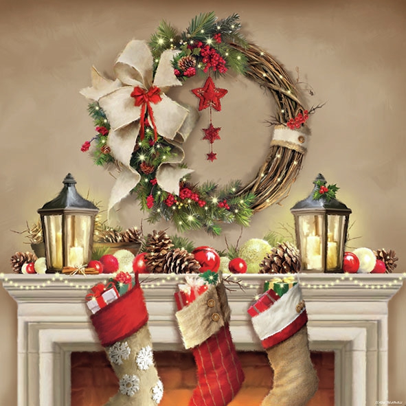 Guardanapos 33x33 cm - Wreath and Socks 