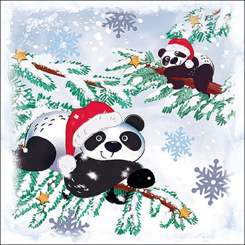Napkins 33x33 cm - Pandas In Snow 