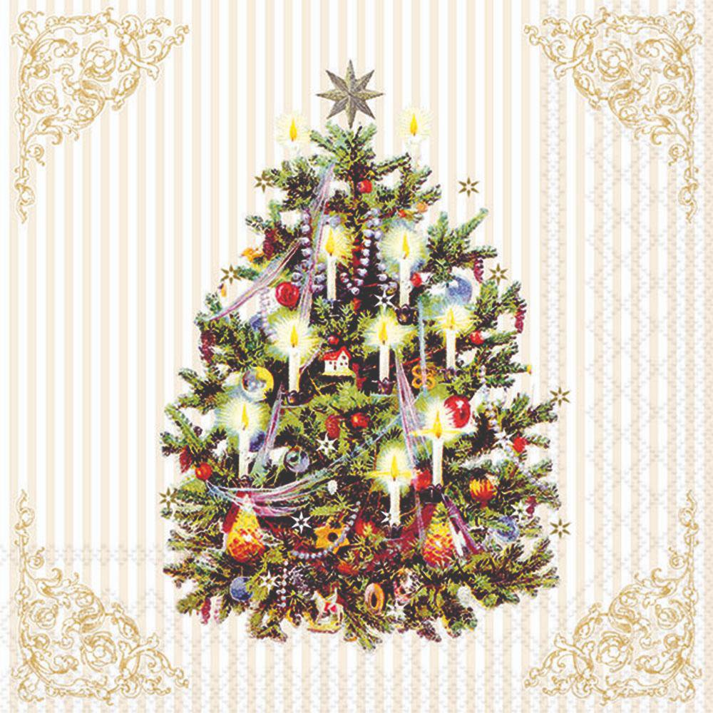 Napkins 33x33 cm - X-Mas tree cream