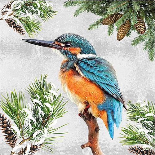Servietten 33x33 cm - Kingfisher In Snow 