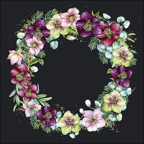 餐巾33x33厘米 - Christmas Rose Black 