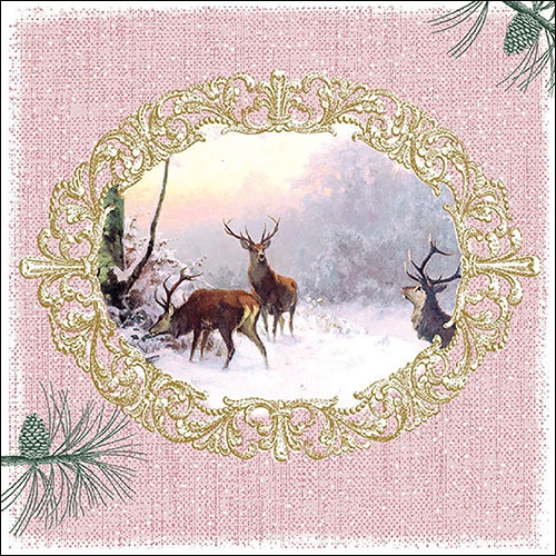 Servietten 33x33 cm - Elegant Deers Rose 