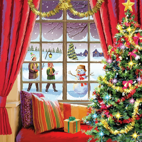 Servietten 33x33 cm - Christmas Window 