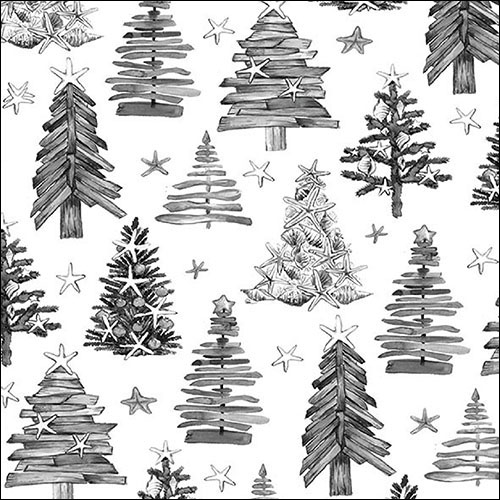 Servietten 33x33 cm - Tree Pattern Grey 