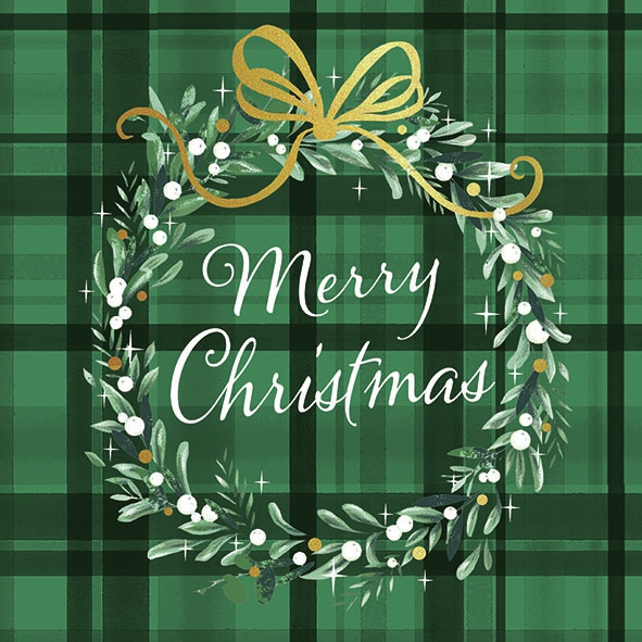 餐巾33x33厘米 - Christmas Plaid Green 
