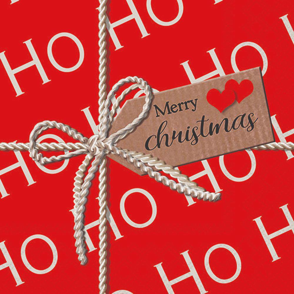 餐巾33x33厘米 - Ho Ho Gift Red 