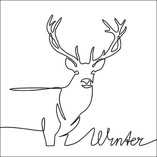 Servietten 33x33 cm - Deer Drawing Black 