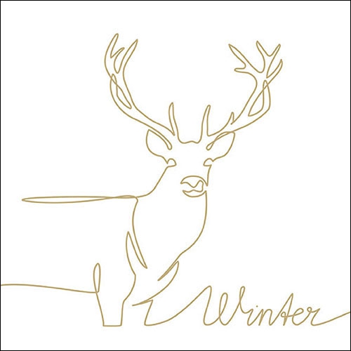 Napkins 33x33 cm - Deer Drawing Gold 