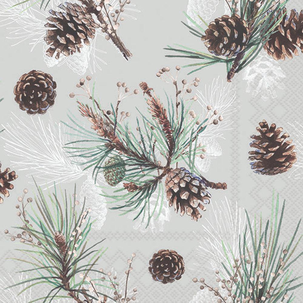 Servietten 33x33 cm - Pine cone all over, Tannenzapfen,  Herbst,  Tannenzweige,  Pflanzen