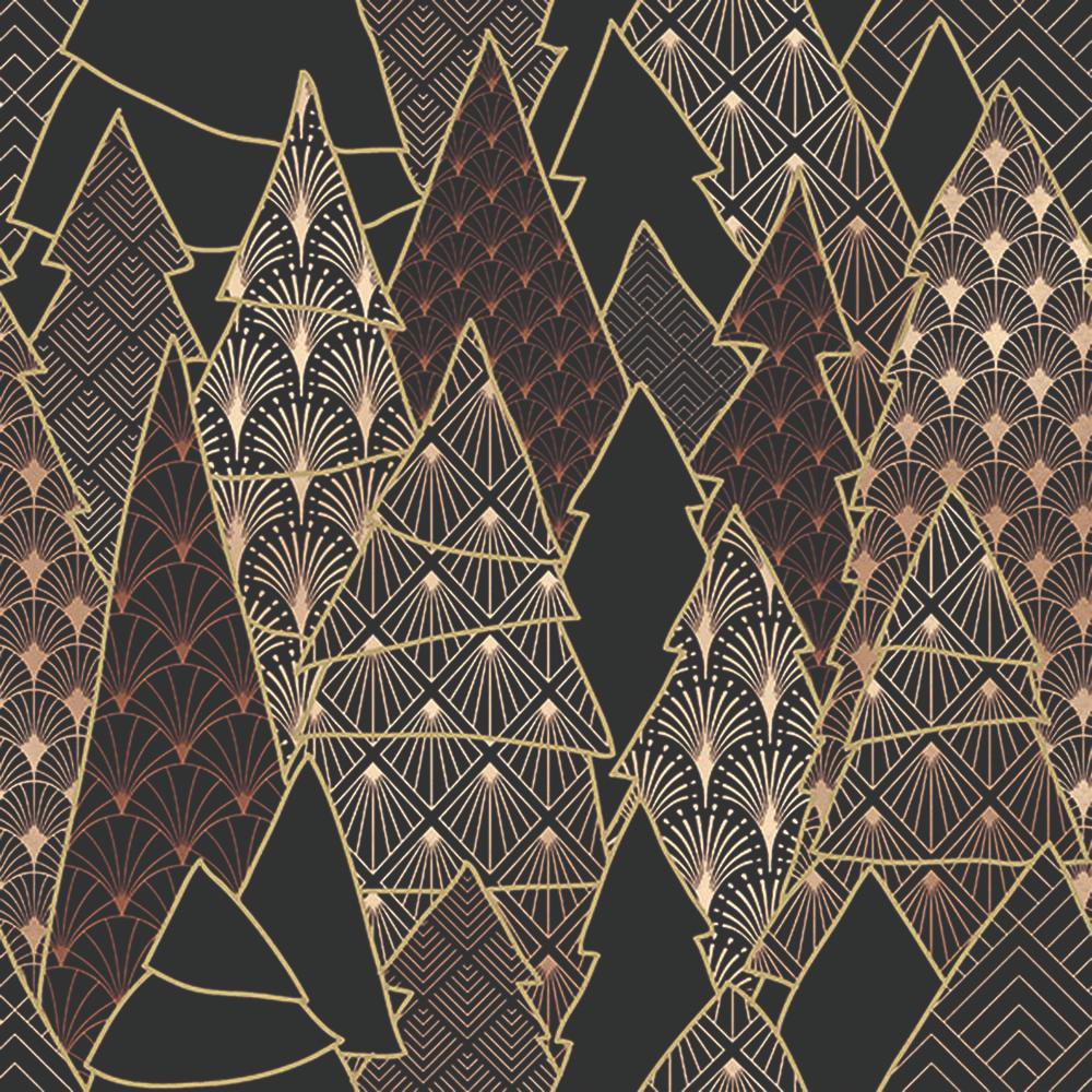 Servietten 33x33 cm - Luxury trees black, gold,  schwarz,  Tannen,  Bäume,  Baum,  Weihnachtsbaum,  Tannenbaum,  Christbaum