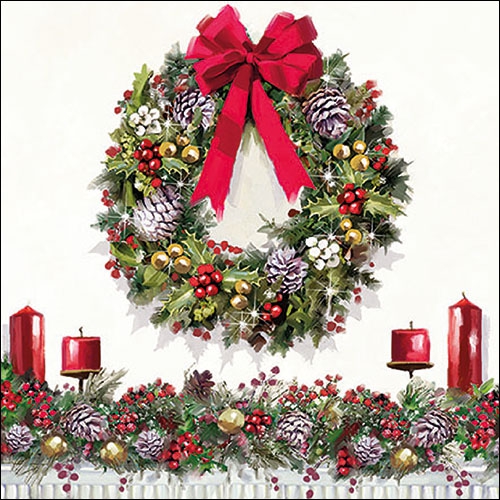 Tovaglioli 33x33 cm - Bow on wreath 