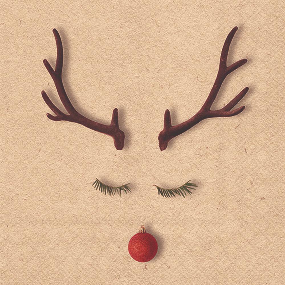 Napkins 33x33 cm - Recycled Christmas reindeer nature