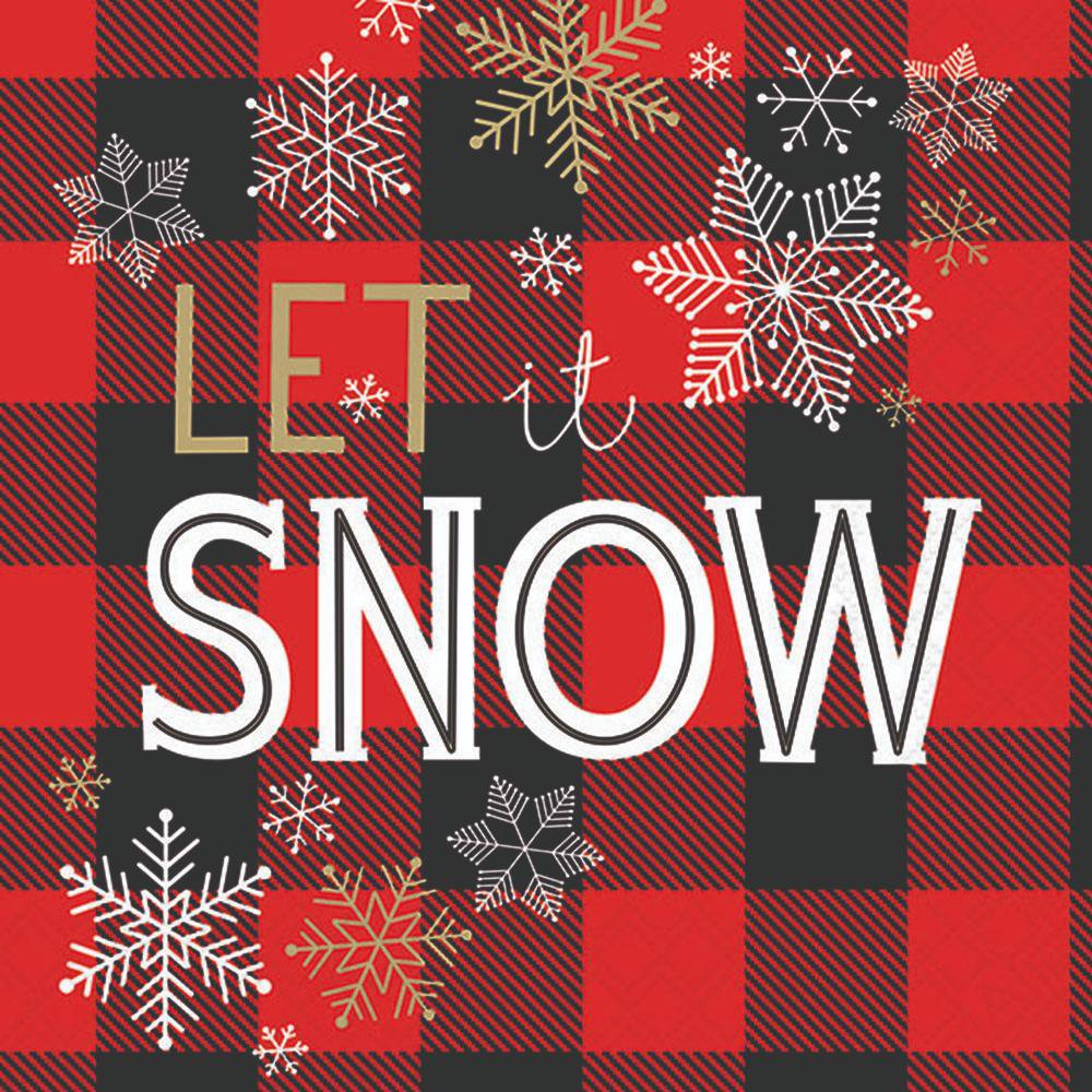 Napkins 33x33 cm - Let it snow red