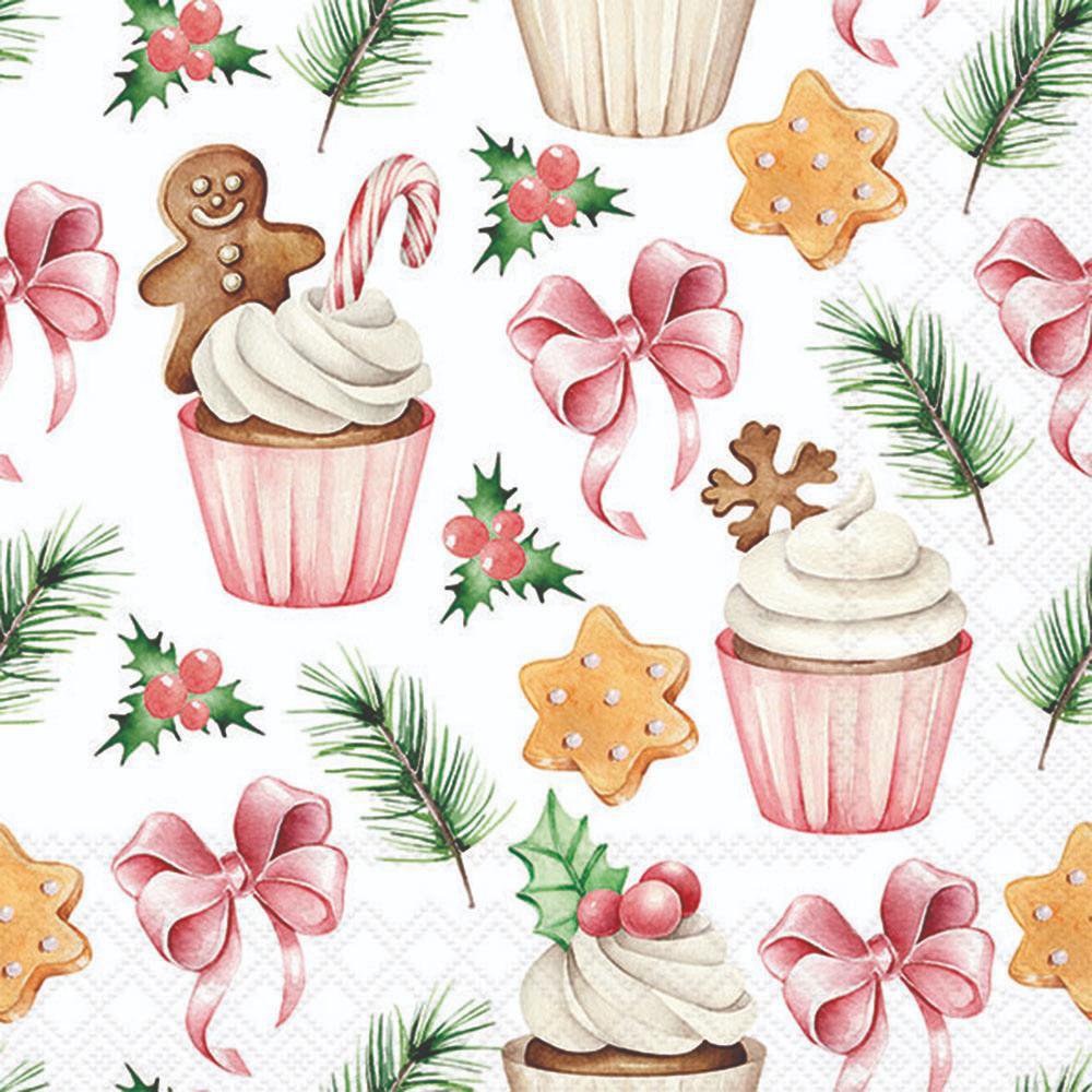 Servilletas 33x33 cm - Christmas sweets pink