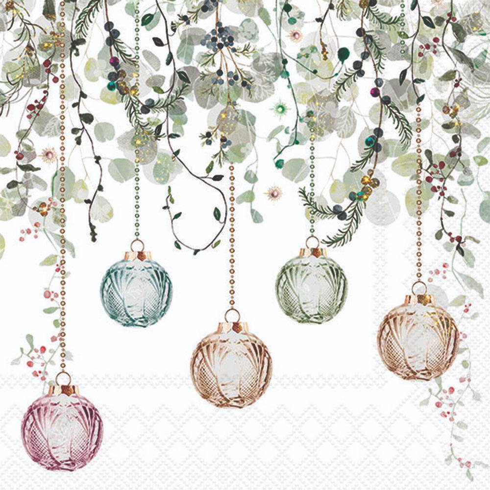 Servietten 33x33 cm - Floral Christmas white