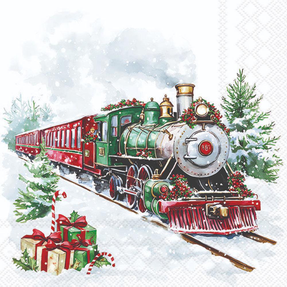 Servietten 33x33 cm - Christmas train
