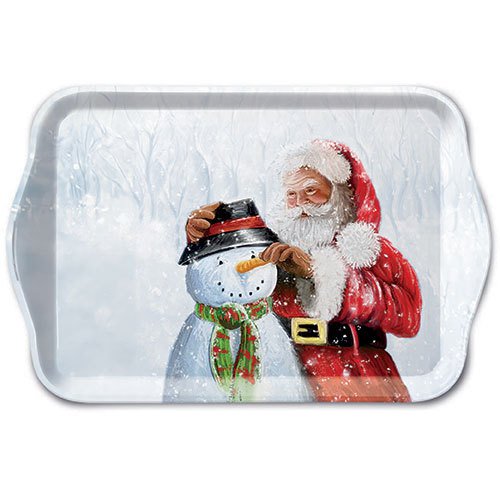 Vaschetta - Santa and snowman, Babbo Natale,  Babbo Natale,  Pupazzo di neve,  Vintage,  La neve