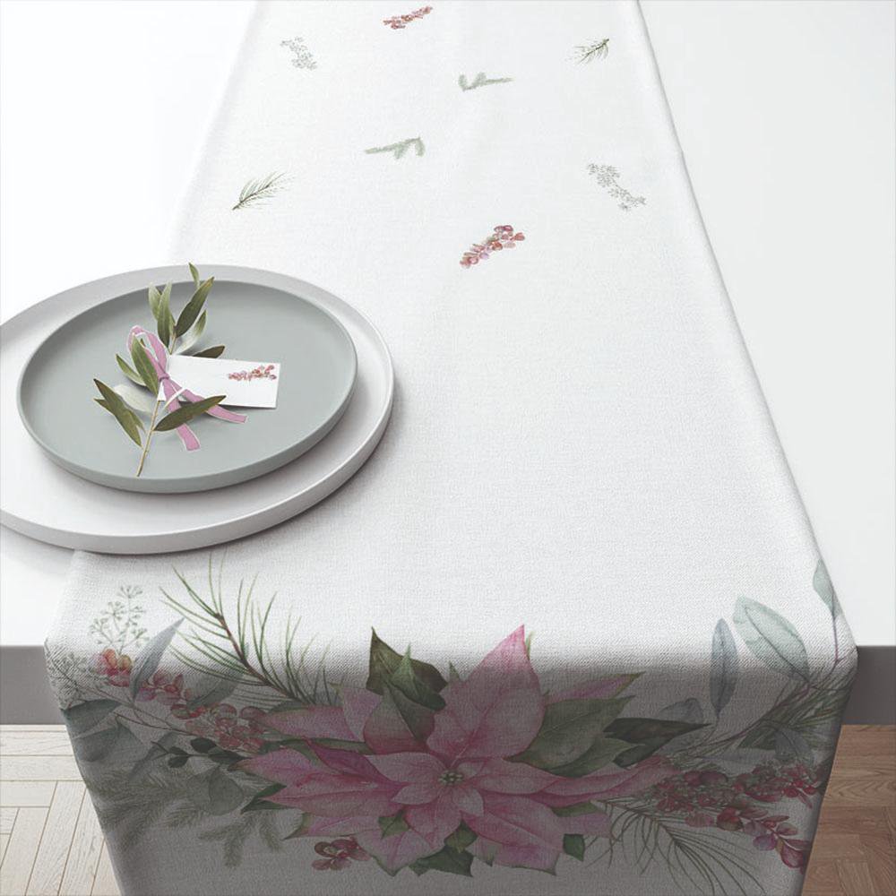 Table runner - Pink poinsettia
