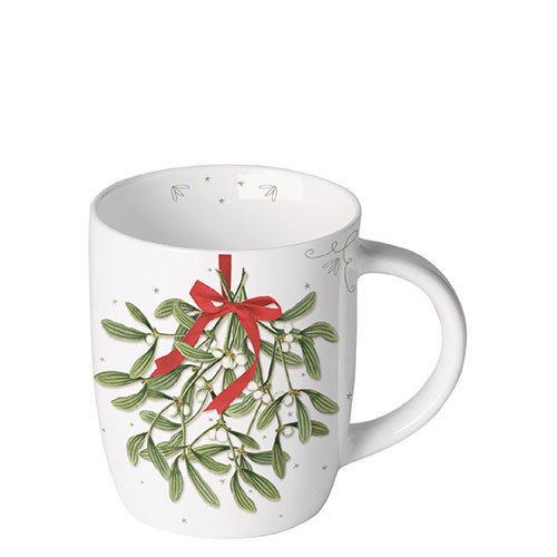 Tazza in porcellana da 0,2 litri - Mistletoe with bow white, Vischio