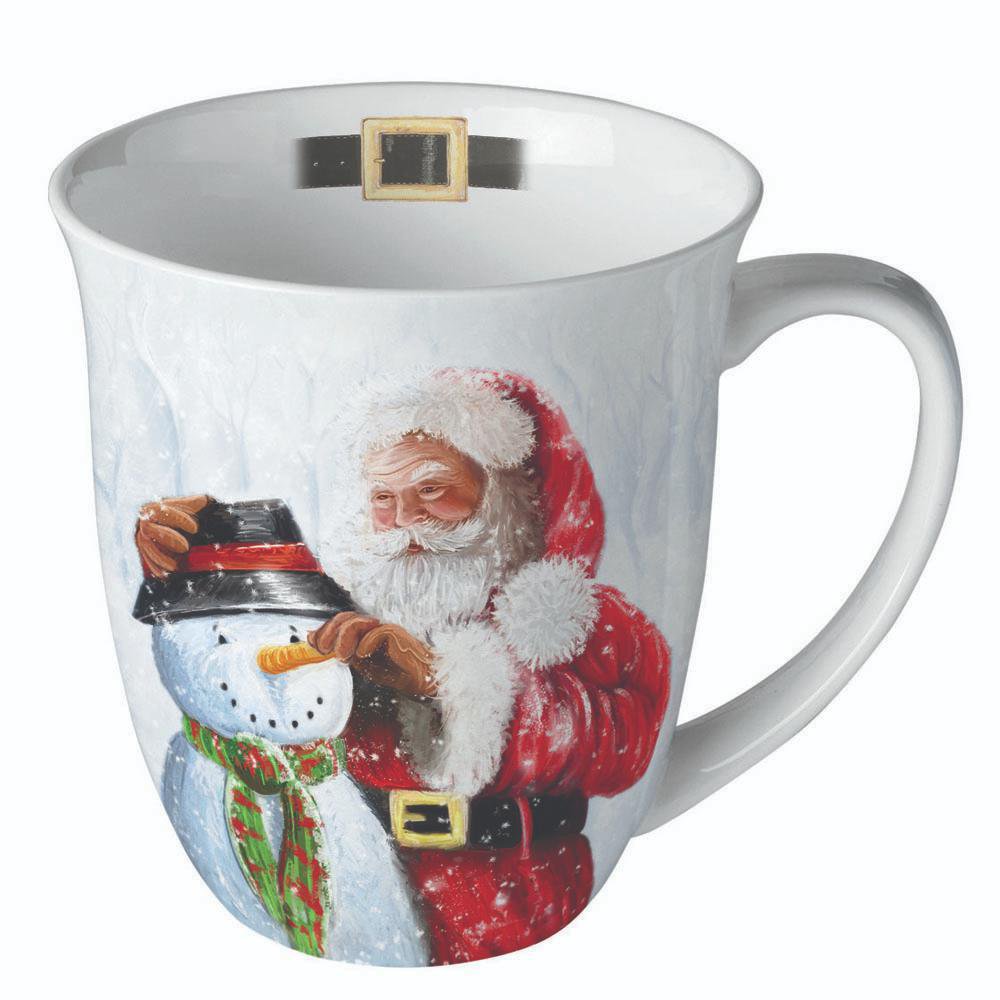 Taza de porcelana de 0,4 litros -  Santa and snowman