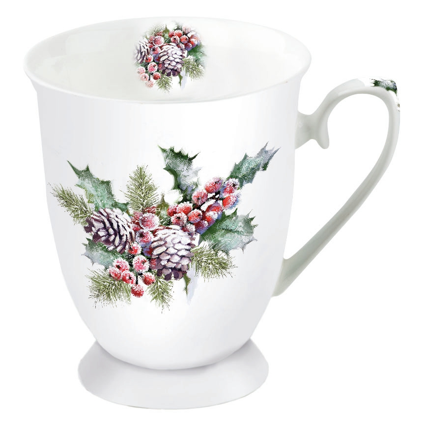 Porcelain Cup -  Holly And Berries