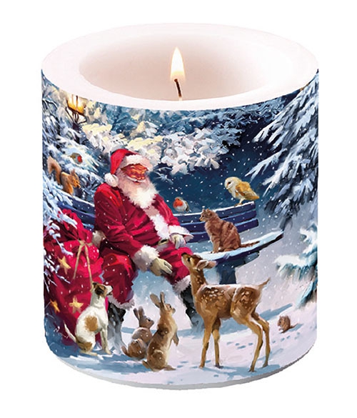 Decorative candle small - Santa On Bench