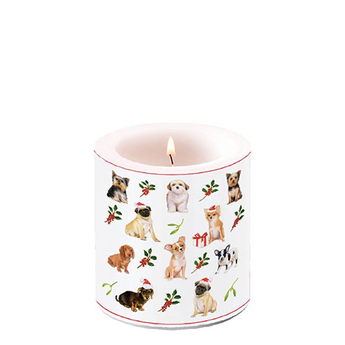 Decorative candle small - Christmas Dogs
