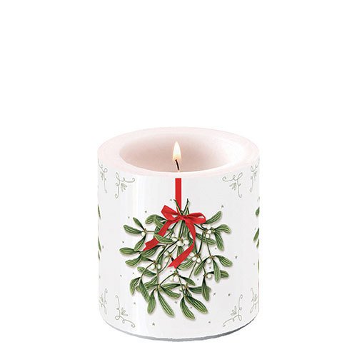 Candela decorativa piccola - Mistletoe with bow white, Vischio