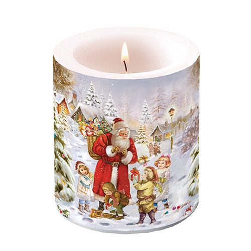 Soporte para velas decorativas - Candle medium Santa bringing presents