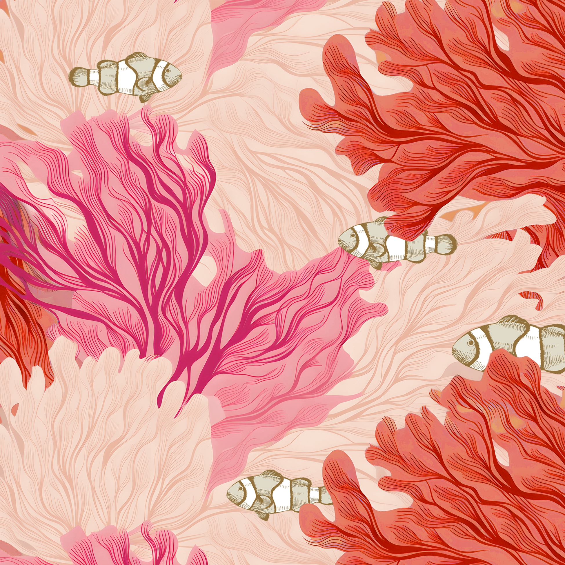 Servilletas 33x33 cm Avantgarde -  Seagarden, blush, Corales,  Nemo,  Mar,  Lago,  Bajo el agua,  Verano,  Mares del Sur,  Pescado,  Regiones,  Animales