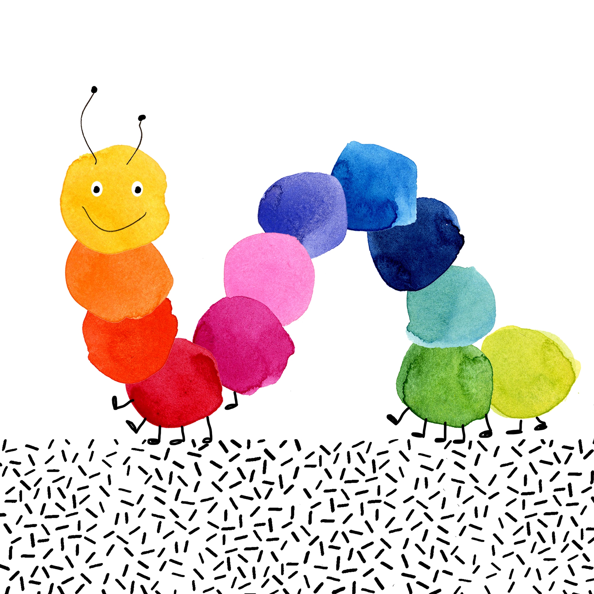 Servietten 33x33 cm A la Carte -  Bunte Raupe, Raupe,  bunt,  Tausendfüßler,  Kinder,  Zeichentrick,  Comic
