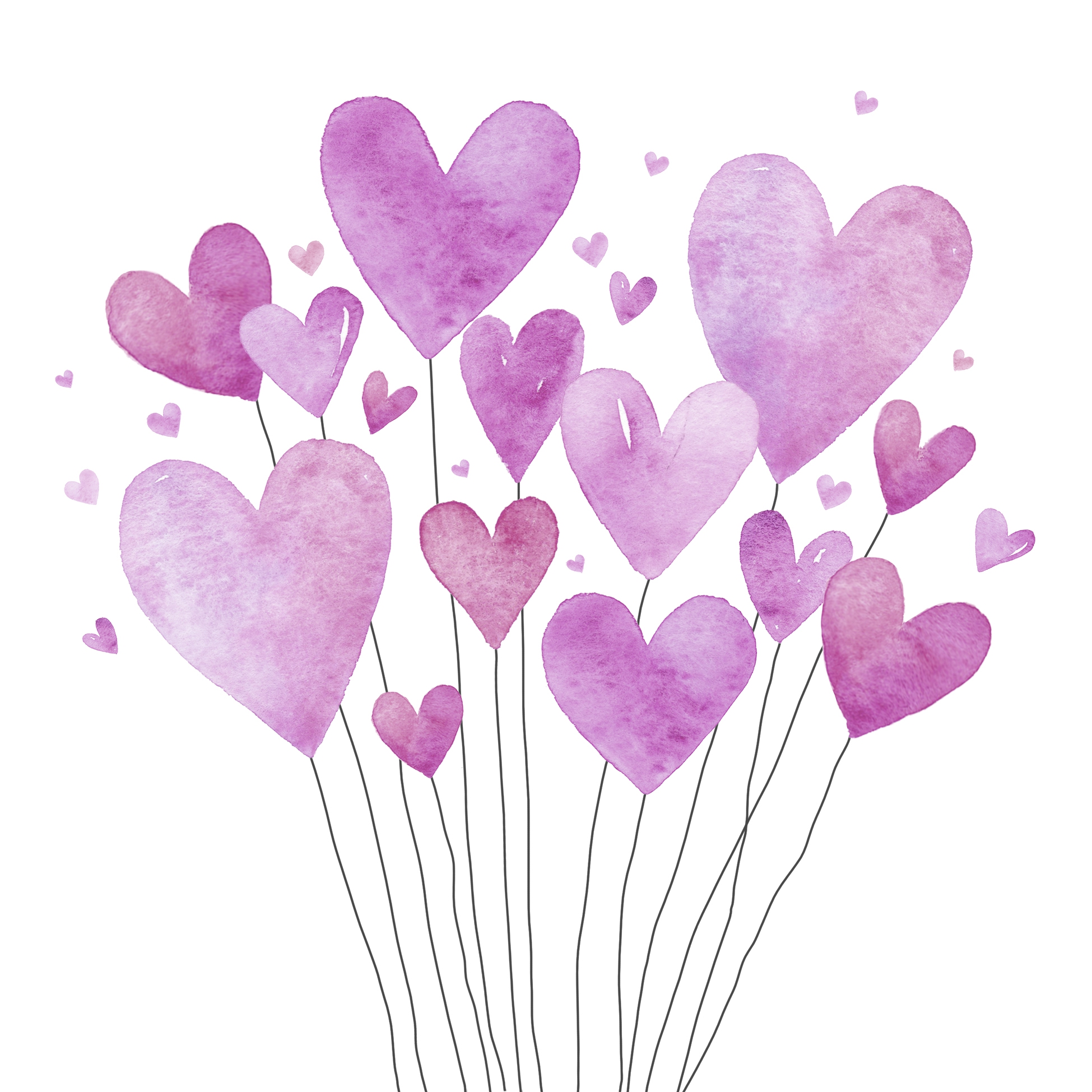 Napkins 33x33 cm A la Carte -  Lovely Hearts flieder, Hearts,  Balloons,  Love,  Balloon,  Events