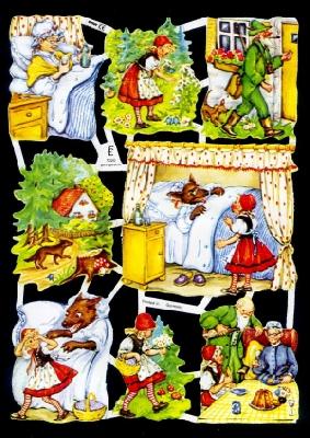 Glanzbilder - Rotkäppchen, Märchen,  Rotkäppchen,  Wolf