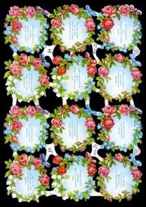 Immagini lucide con mica d´argento - 12 Sprüche im Blumenkranz, Rose,  scritti