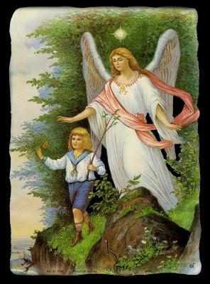 immagini lucide - großer Schutzengel mit Kind, Angelo custode