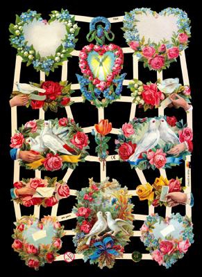 Glossy images with silver mica - Mit 4 Blumenherzen