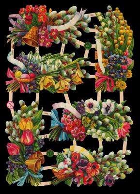 Glanzbilder - Ostersträuße, Tulpen,  Osterhasen,  Ostereier
