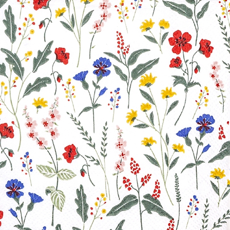 Servilletas 25x25 cm - Pretty Meadow, Bosque,  flores,  plantas,  prados