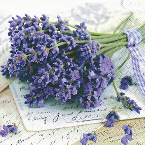 Servietten 33x33 cm - Lavender Greetings, Lavendel,  Blumen