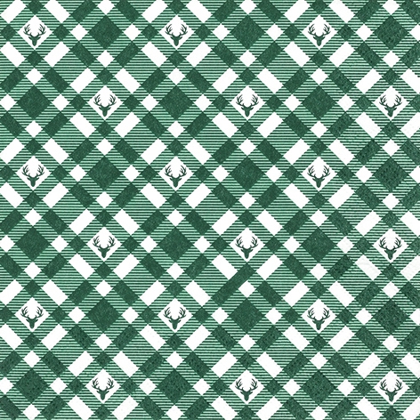 Servilletas 33x33 cm - Plaid with Deers, verde,  patrón,  ciervo,  corzo