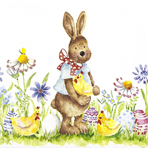 Servilletas 33x33 cm - Cutest Bunny Ever, Conejitos de Pascua,  Pollitos,  Pradera de flores,  Pollo,  Conejos,  Huevos de Pascua,  Flores,  Semana Santa