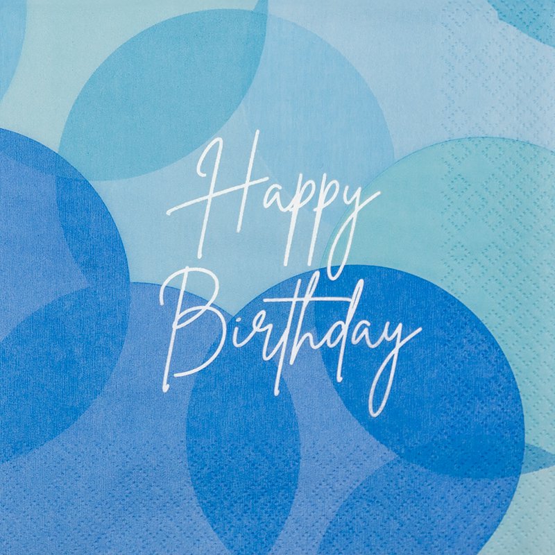 Servietten 33x33 cm - Birthday blue