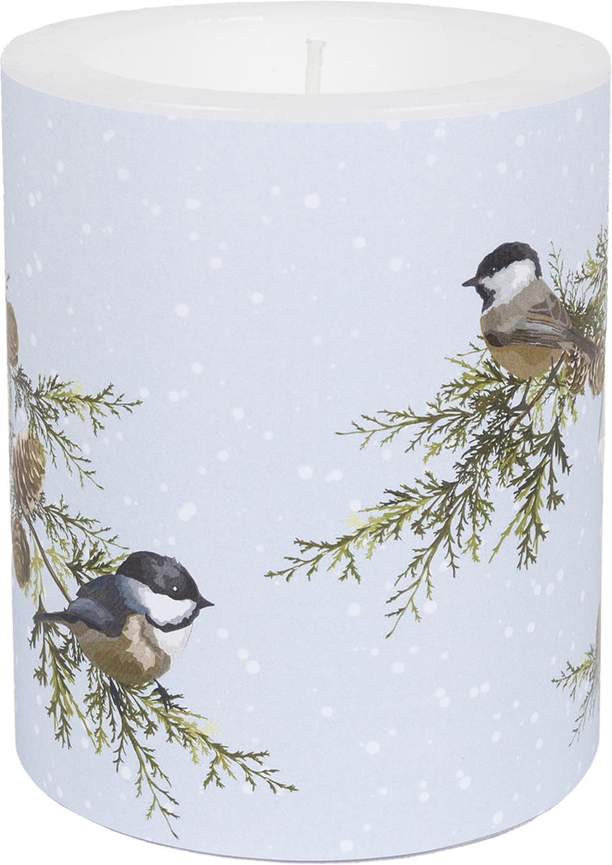 decorative candle - Birds on Branches, birds, snowflakes decorative candle - Birds on Branches