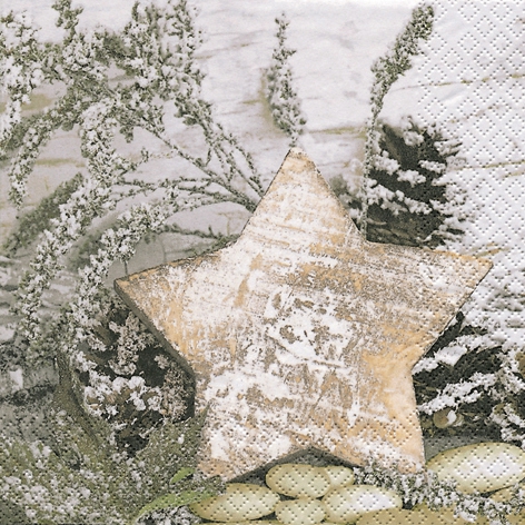 Servietten 33x33 cm - Wooden Star