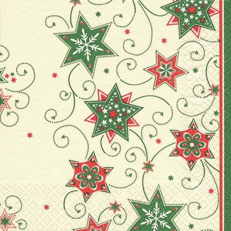 Servietten 33x33 cm - Stars & Swirls green, Sterne Servietten 33x33 cm - Stars & Swirls green