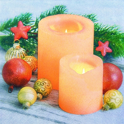 Servietten 33x33 cm - Candle Atmosphere, Kerzen, Kugeln Servietten 33x33 cm - Candle Atmosphere