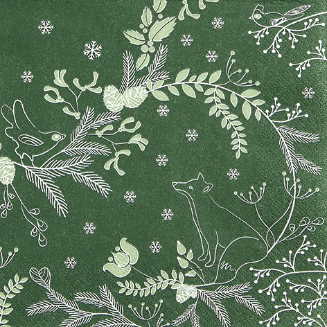 Servietten 33x33 cm - Winter Woods green, Ornamente, grün Servietten 33x33 cm - Winter Woods green