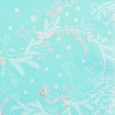 Servietten 33x33 cm - Winter Woods blue, Ornamente Servietten 33x33 cm - Winter Woods blue